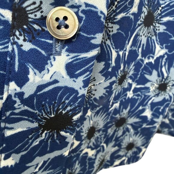 Brooks Brothers Bow Blouse Size 4 Blue Floral Long Sleeve Womens Button up Top - Picture 9 of 10